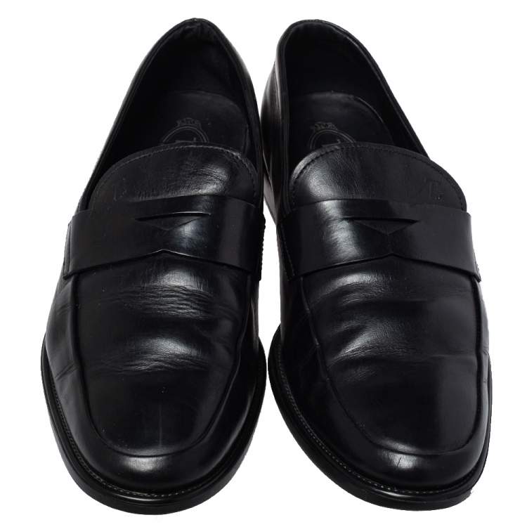 مملوكة مسبقًا Tod's Black Leather Penny Slip On Loafers Size 45