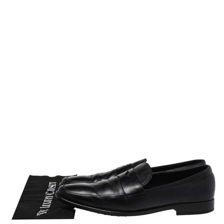 مملوكة مسبقًا Tod's Black Leather Penny Slip On Loafers Size 45