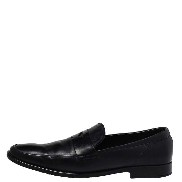 مملوكة مسبقًا Tod's Black Leather Penny Slip On Loafers Size 45