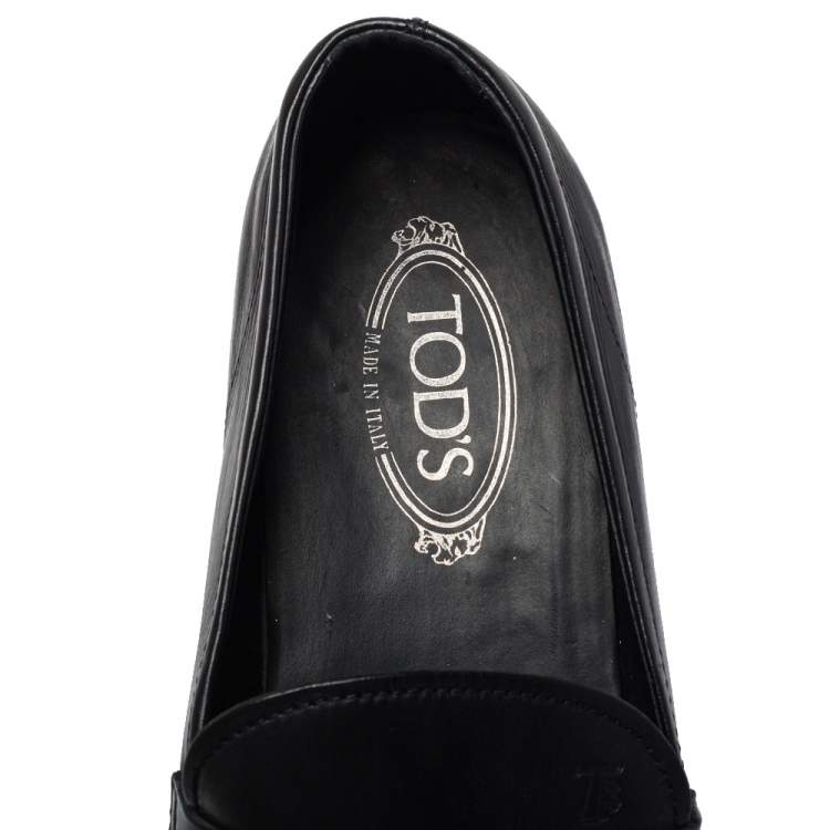 مملوكة مسبقًا Tod's Black Leather Penny Slip On Loafers Size 45