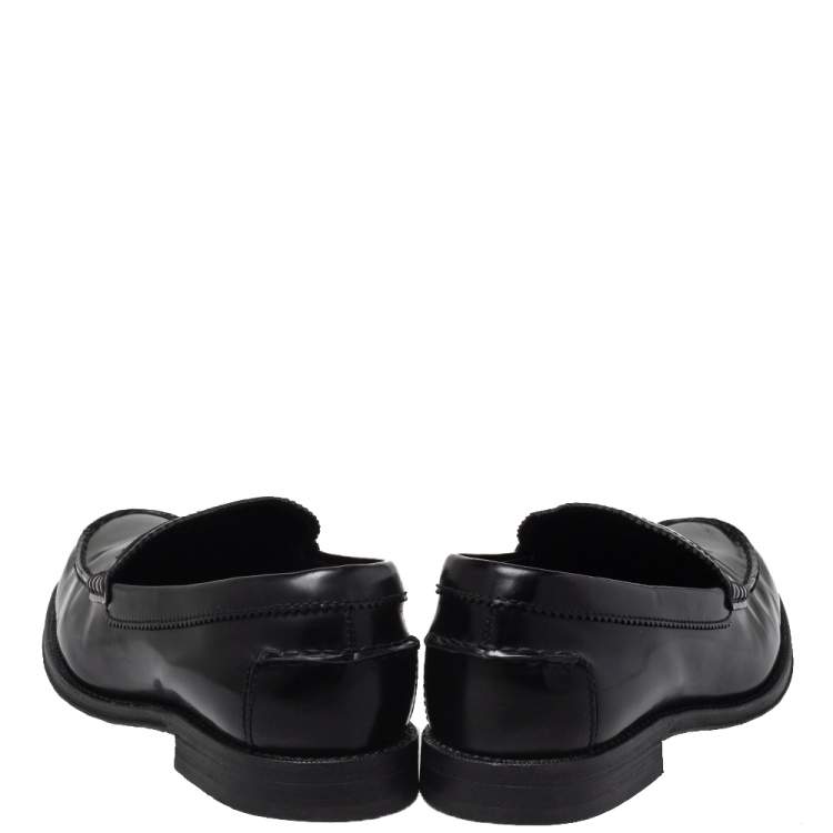 Pre Owned Tod's Black Leather Penny Slip On Loafers Size 39.5