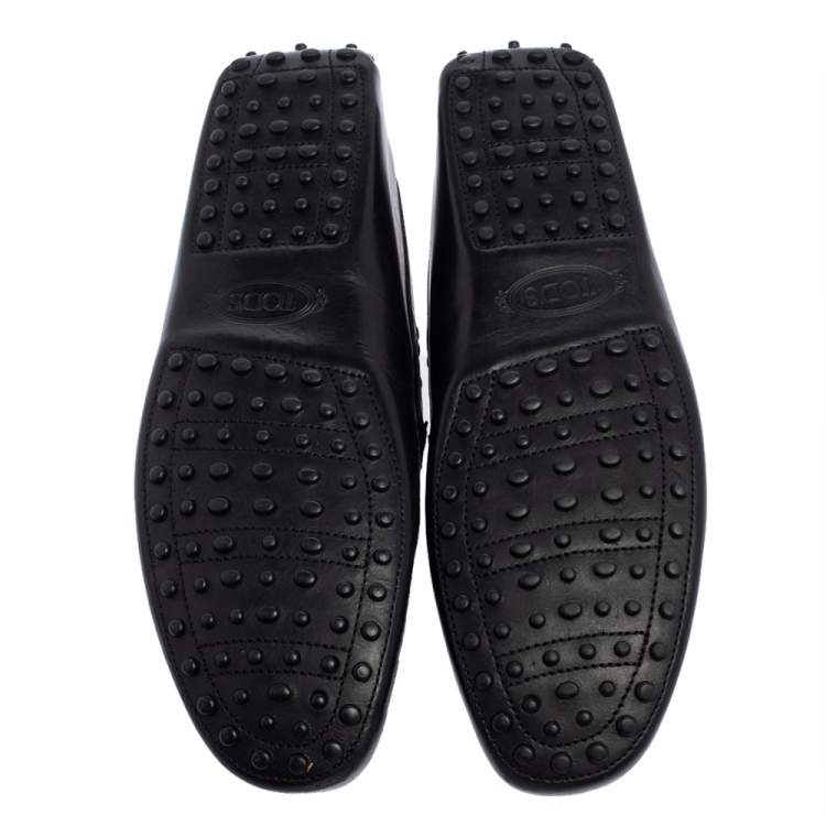 Pre Owned Tod's Black Leather Slip On Loafers Size 44.5