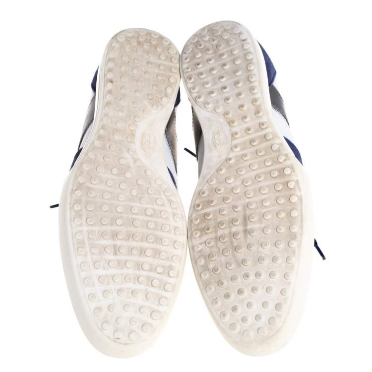 Pre Owned Tod's Blue/White Leather And Suede Low Top Sneakers Size 44