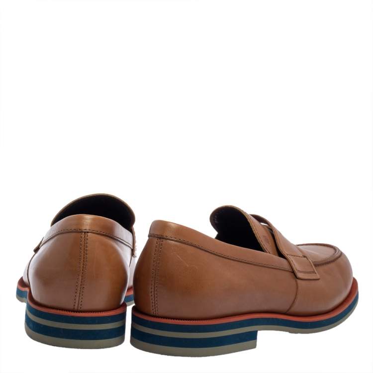 Pre Owned Tod's Tan Leather Slip On Loafers Size 41