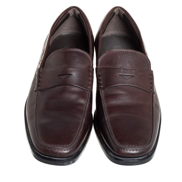 مملوكة مسبقًا Tod's Brown Leather Penny Slip On Loafers Size 43