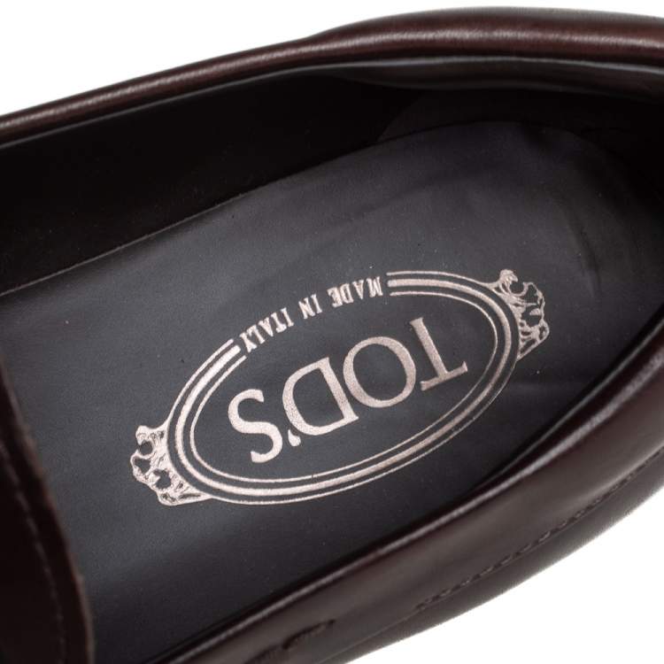 مملوكة مسبقًا Tod's Brown Leather Penny Slip On Loafers Size 43