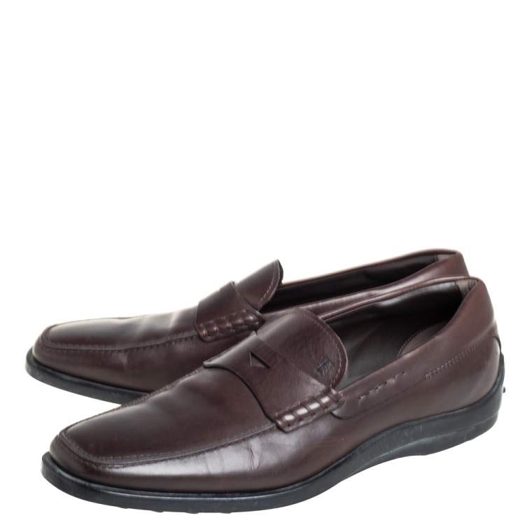 مملوكة مسبقًا Tod's Brown Leather Penny Slip On Loafers Size 43