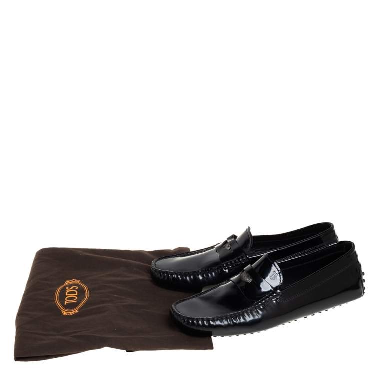 مملوكة مسبقًا Tod's Black Patent Leather Penny Slip On Loafers Size 41.5
