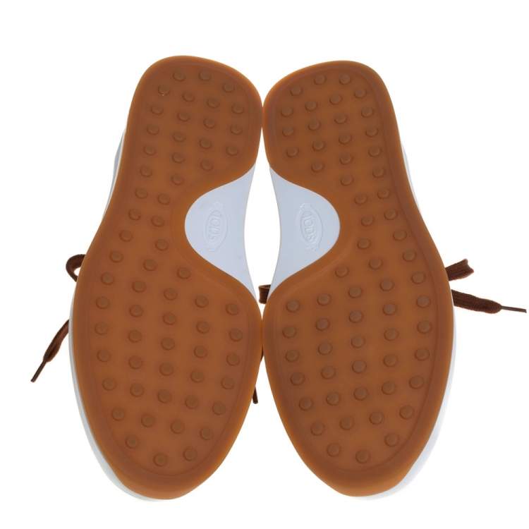Pre Owned Tod's Brown Leather T-Logo Low Top Sneakers Size 40