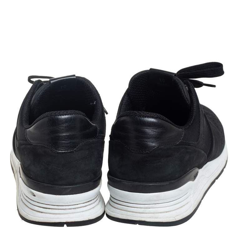 Pre Owned Tod's Black Nubuck Leather T Logo Low Top Sneakers Size 44.5