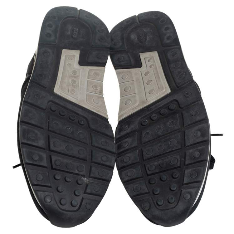 Pre Owned Tod's Black Nubuck Leather T Logo Low Top Sneakers Size 44.5