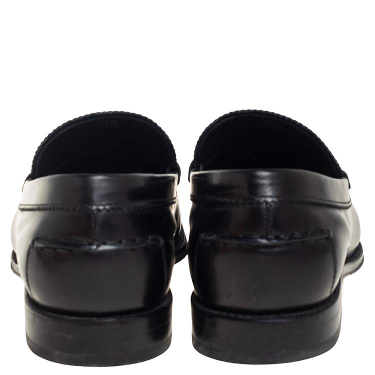 Pre Owned Tod's Black Leather Penny Slip On Loafers Size 45