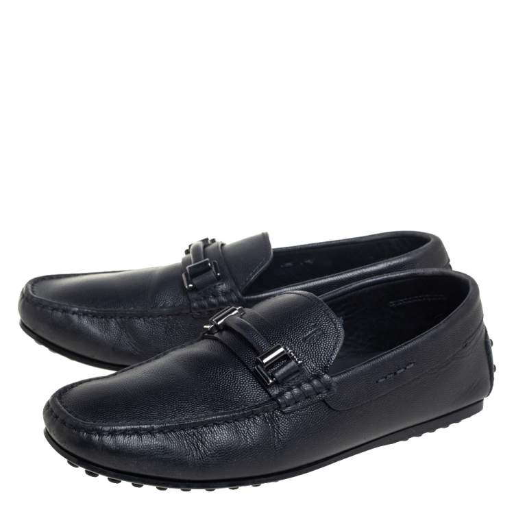 Pre Owned Tod's Black Leather Slip On Loafers Size 39
