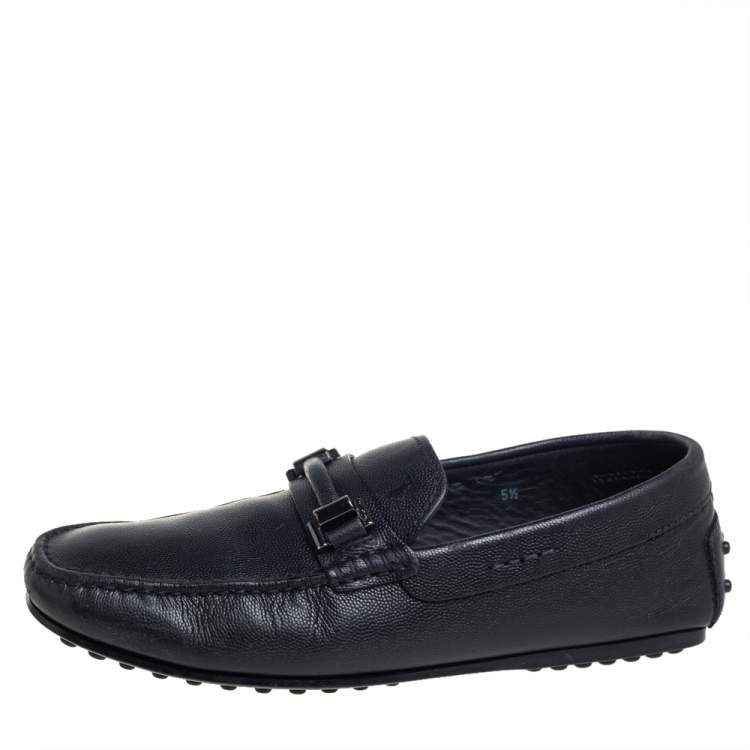 Pre Owned Tod's Black Leather Slip On Loafers Size 39