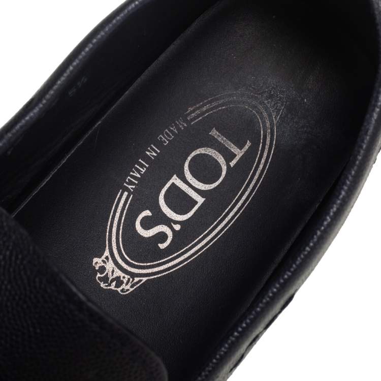 Pre Owned Tod's Black Leather Slip On Loafers Size 39