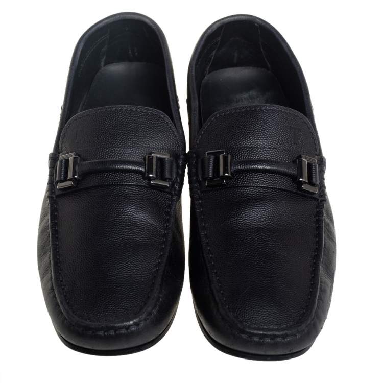 Pre Owned Tod's Black Leather Slip On Loafers Size 39