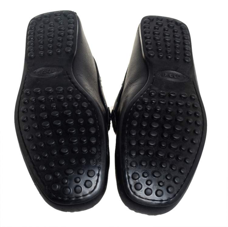 Pre Owned Tod's Black Leather Slip On Loafers Size 39