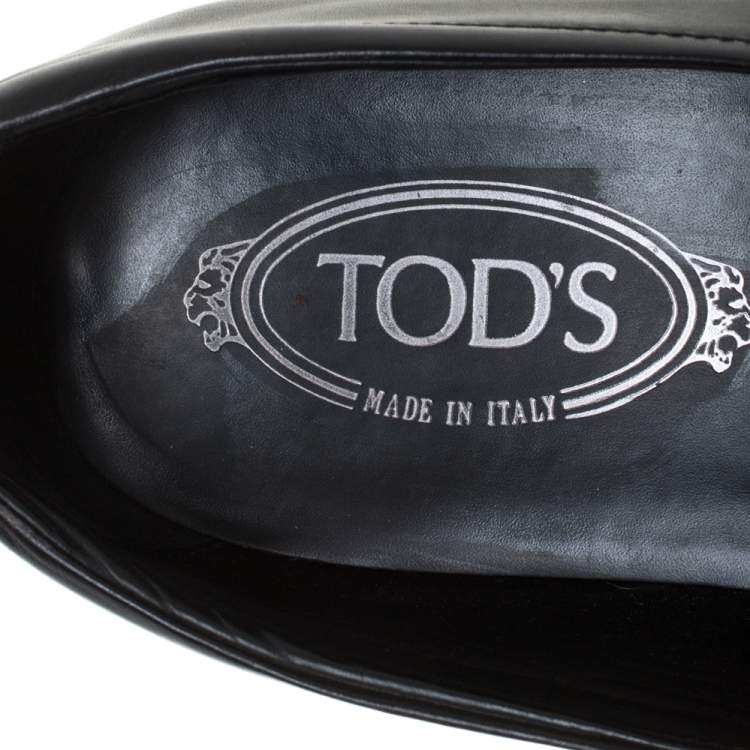 Pre Owned Tods Black Leather Tassel Loafers Size 42