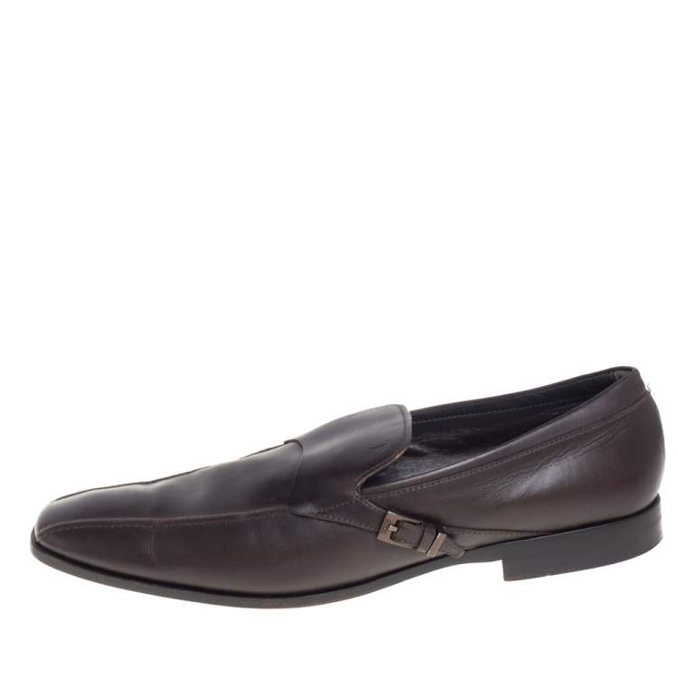 Pre Owned Tods Brown Leather Slip On Loafers Size 45.5
