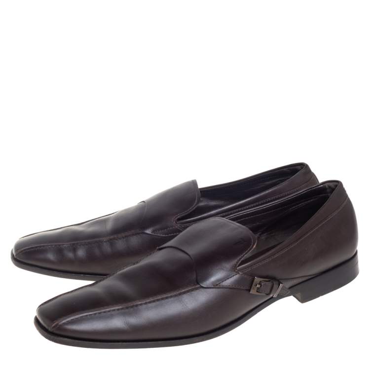 Pre Owned Tods Brown Leather Slip On Loafers Size 45.5