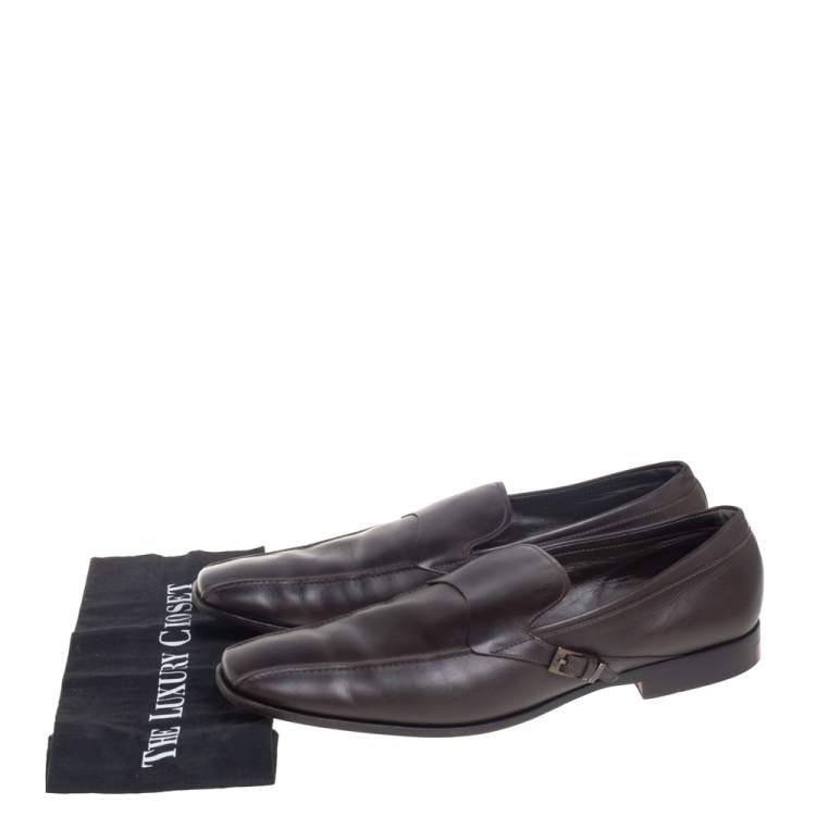 Pre Owned Tods Brown Leather Slip On Loafers Size 45.5