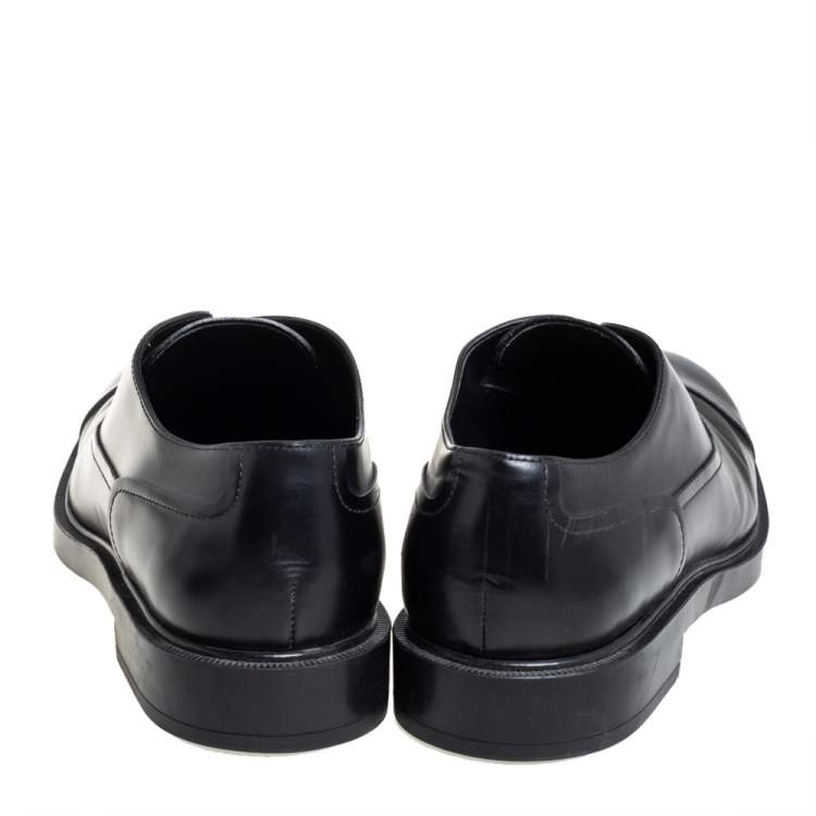 Pre Owned Tod's Black Leather Cap Toe Slip On Oxford Size 42