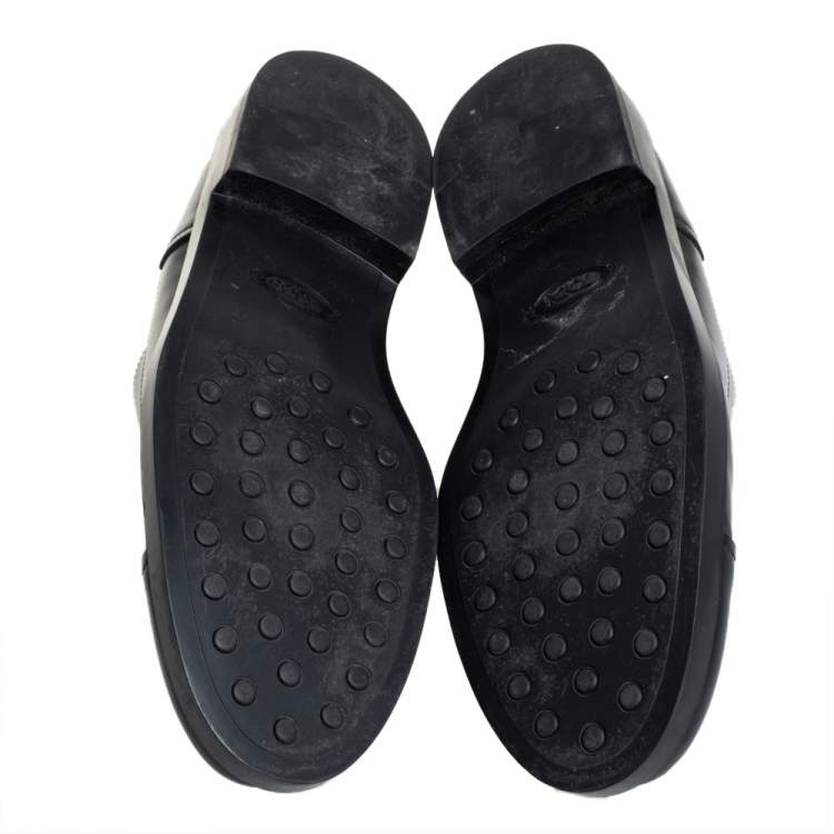 Pre Owned Tod's Black Leather Cap Toe Slip On Oxford Size 42