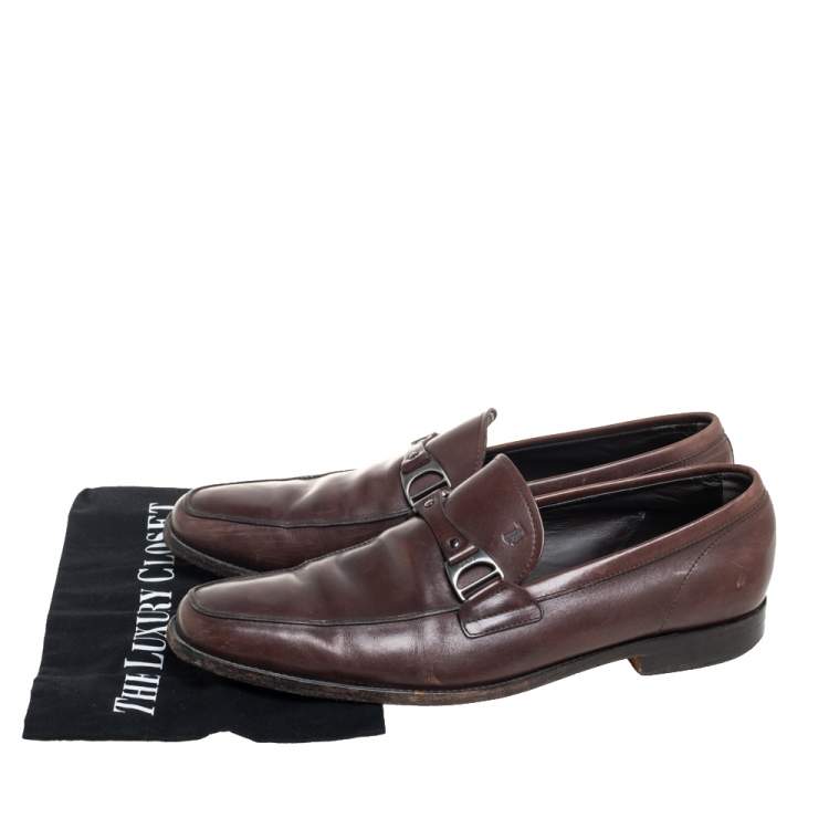 Pre Owned Tod's Brown Leather Slip On Loafers Size 43