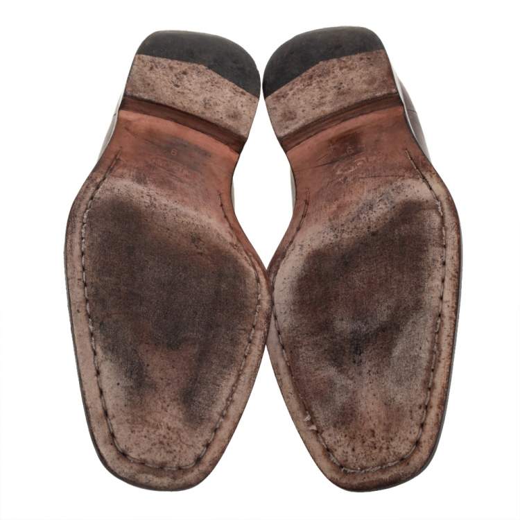 Pre Owned Tod's Brown Leather Slip On Loafers Size 43