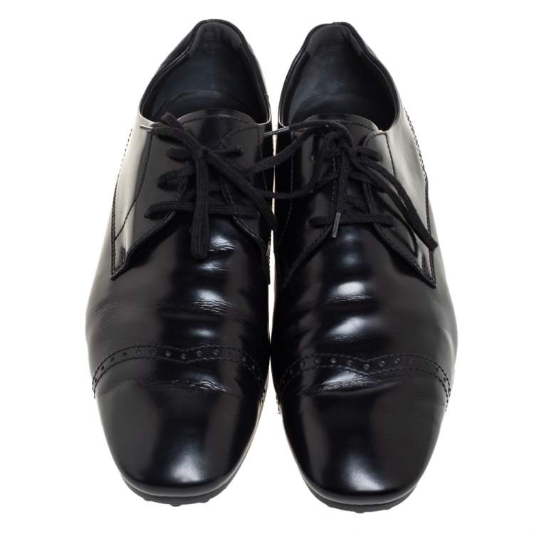 Pre Owned Tod's Black Leather Lace Up Oxford Size 41.5