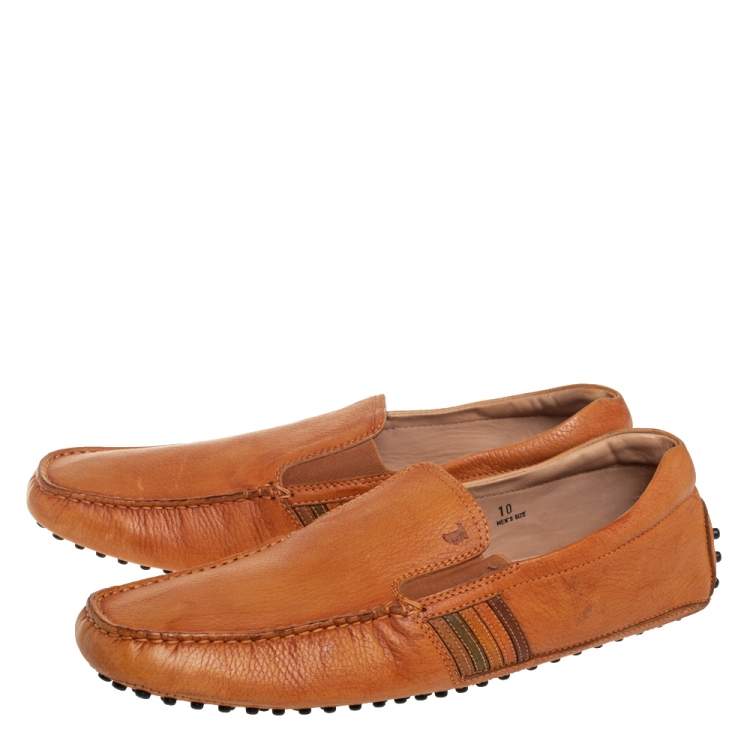 Pre Owned Tods Light Brown Leather Slip On Loafers Size 44.5