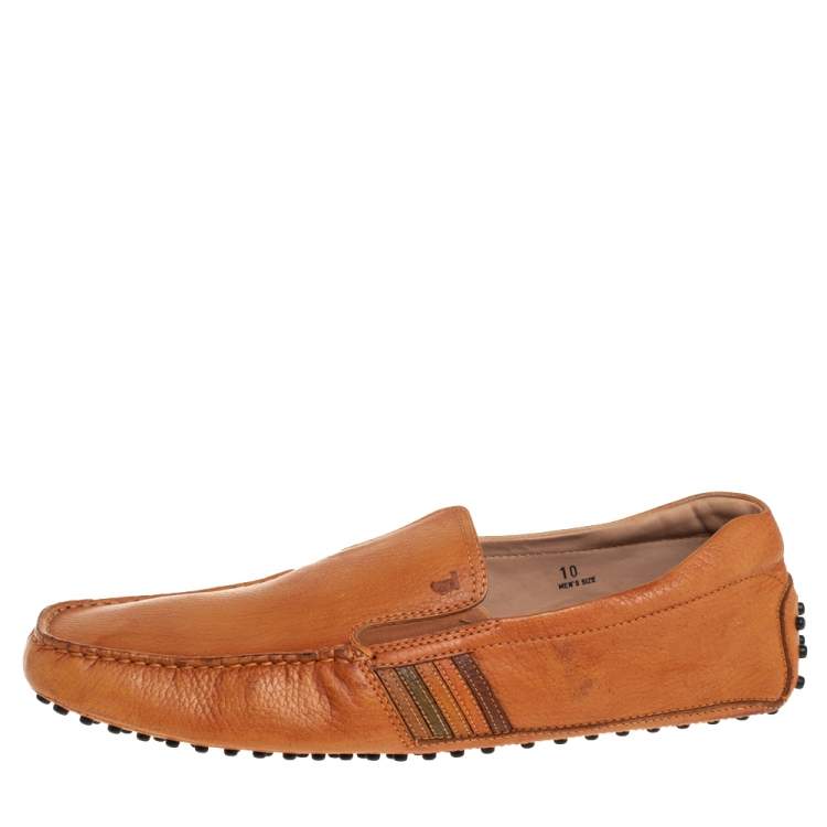 Pre Owned Tods Light Brown Leather Slip On Loafers Size 44.5
