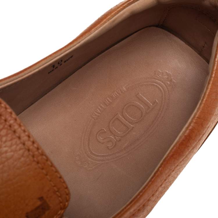 Pre Owned Tods Light Brown Leather Slip On Loafers Size 44.5