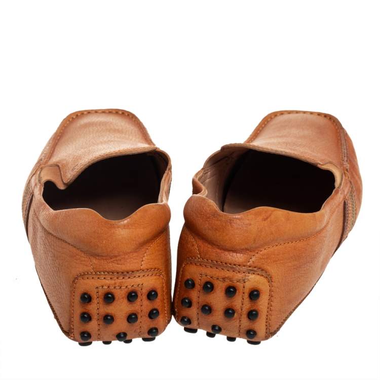 Pre Owned Tods Light Brown Leather Slip On Loafers Size 44.5
