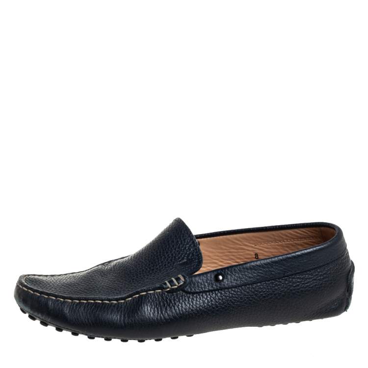 Pre Owned Tod's Navy Blue Leather Slip On Loafer Size 42