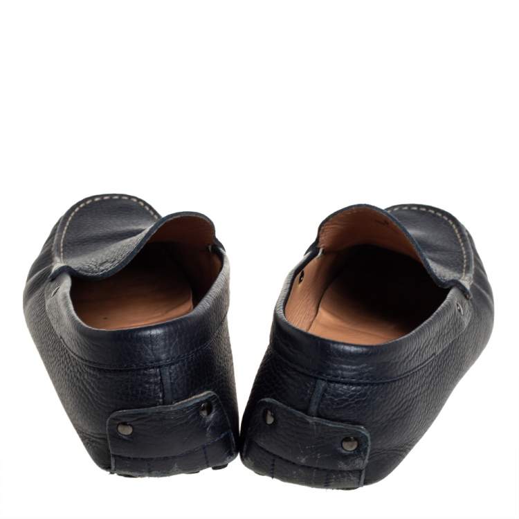 Pre Owned Tod's Navy Blue Leather Slip On Loafer Size 42
