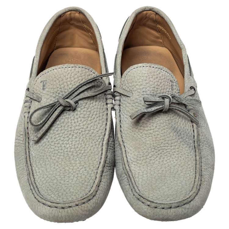 Pre Owned Tod's Grey Nubuck Slip On Loafers Size 42 