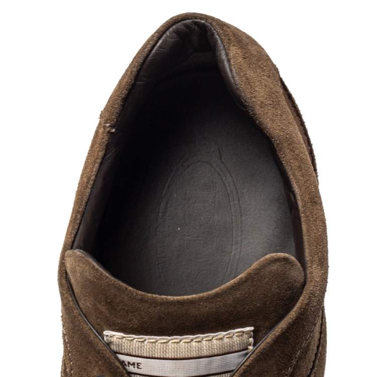 Pre Owned Tod's Suede Olive Green Lace Up Sneaker Size 43