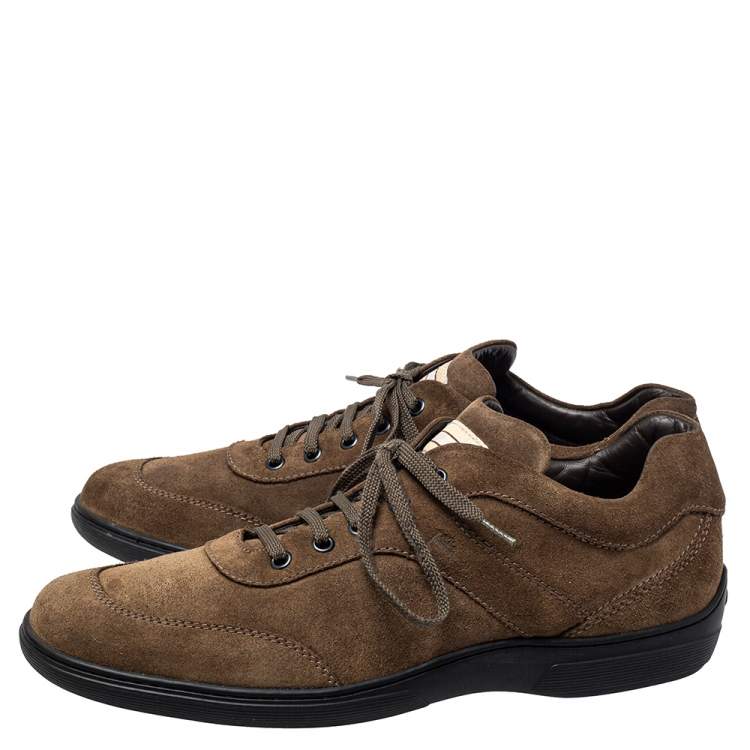 Pre Owned Tod's Suede Olive Green Lace Up Sneaker Size 43
