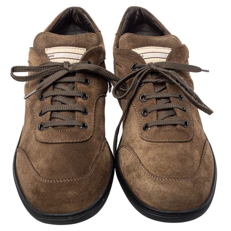 Pre Owned Tod's Suede Olive Green Lace Up Sneaker Size 43