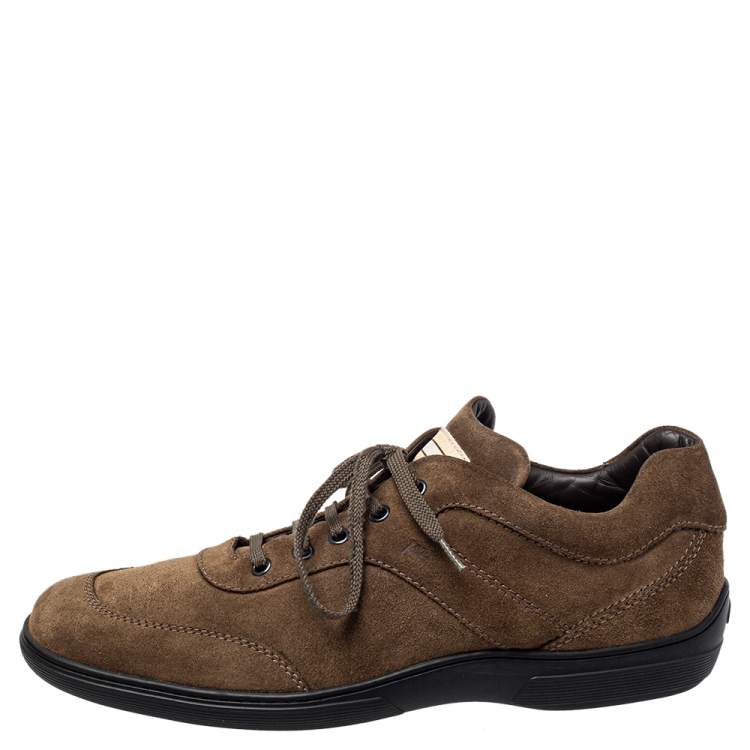 Pre Owned Tod's Suede Olive Green Lace Up Sneaker Size 43