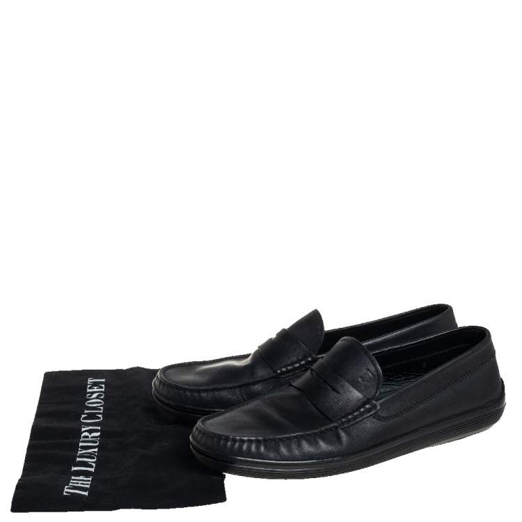 مملوكة مسبقًا Tod's Black Leather Penny Slip on Loafers Size 42