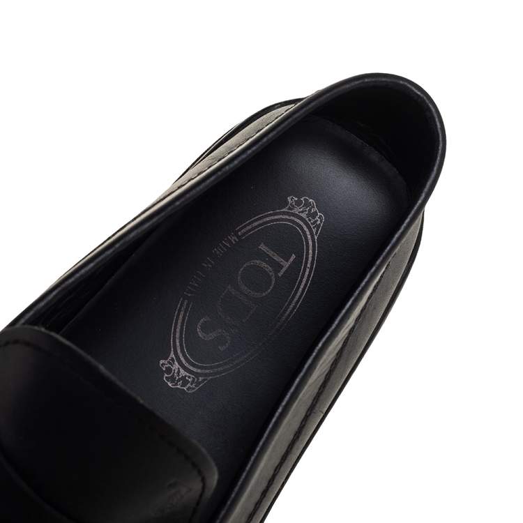 مملوكة مسبقًا Tod's Black Leather Penny Slip on Loafers Size 42
