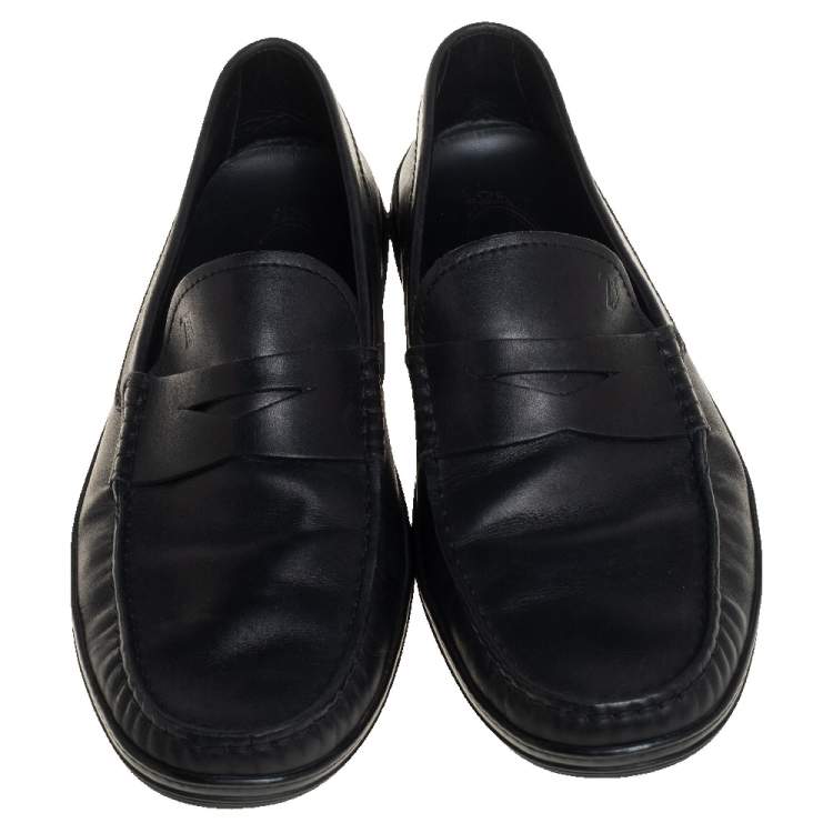 مملوكة مسبقًا Tod's Black Leather Penny Slip on Loafers Size 42