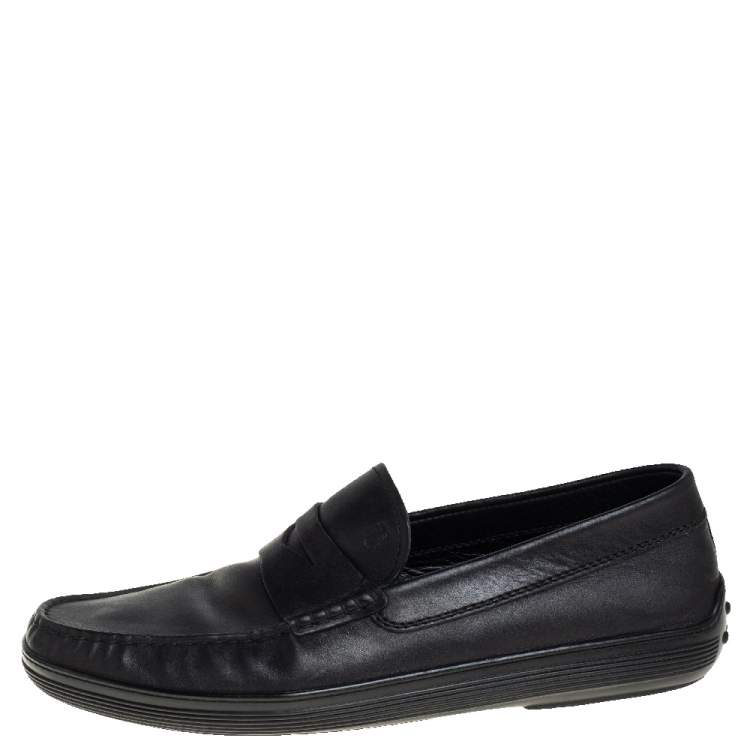 مملوكة مسبقًا Tod's Black Leather Penny Slip on Loafers Size 42