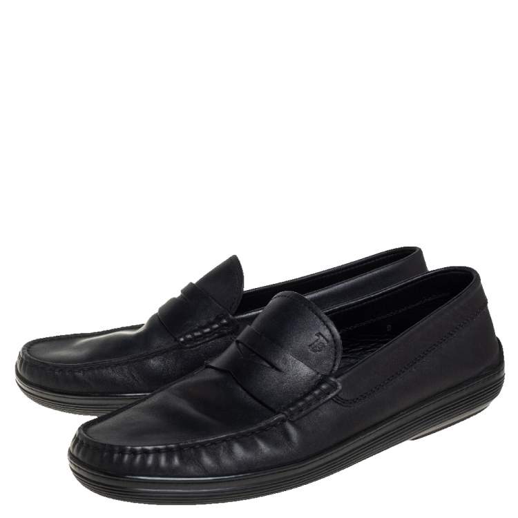 مملوكة مسبقًا Tod's Black Leather Penny Slip on Loafers Size 42