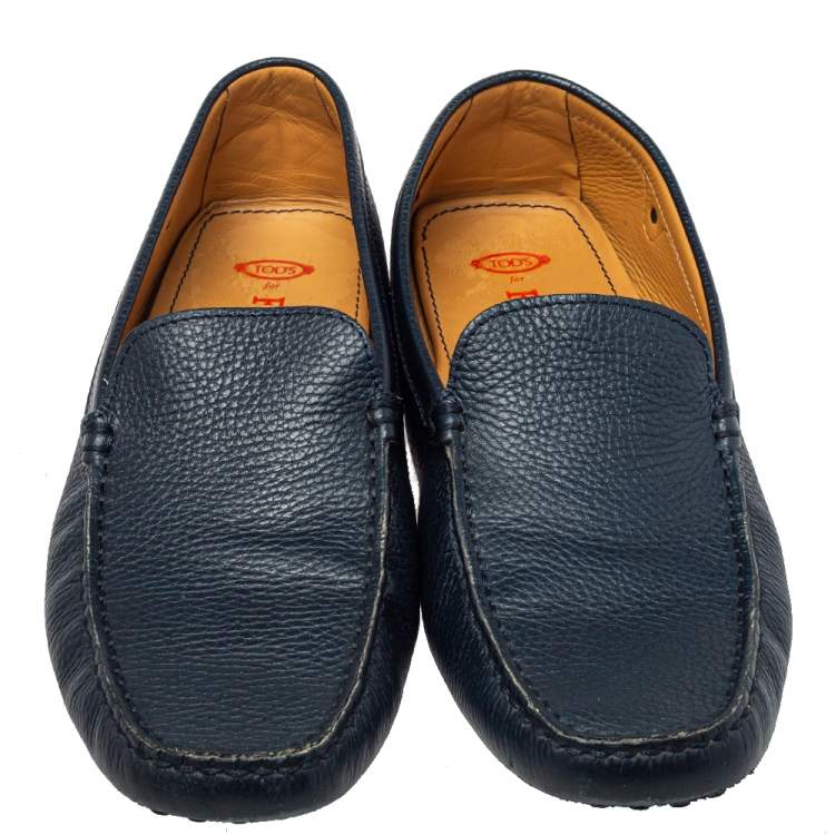 Pre Owned Tod's Blue Leather Slip on Loafers Size 45.5