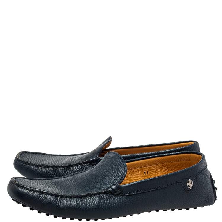 Pre Owned Tod's Blue Leather Slip on Loafers Size 45.5