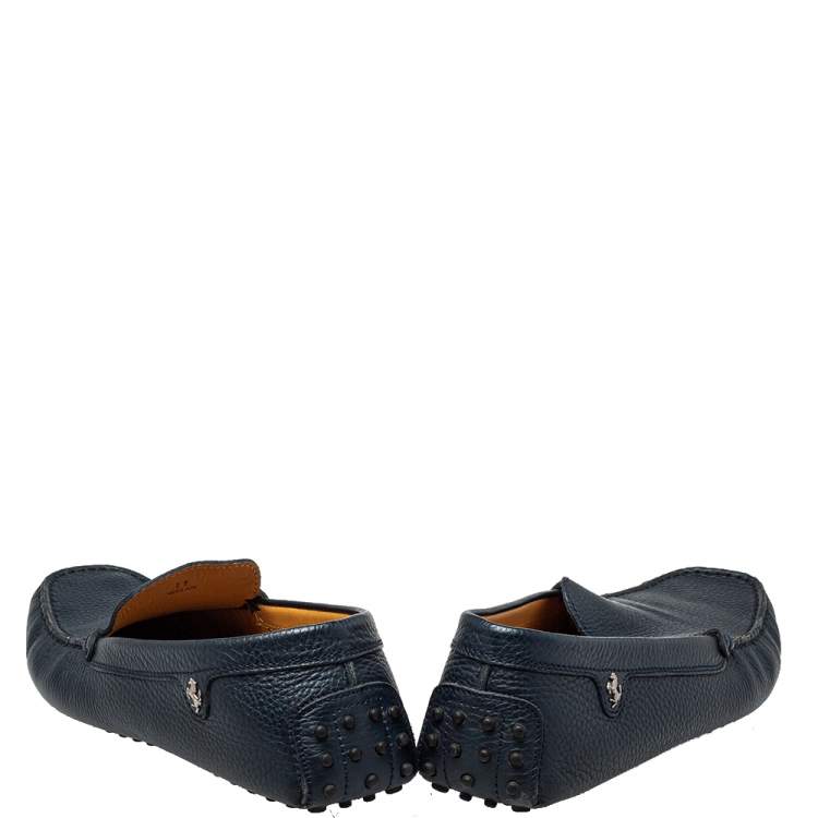 Pre Owned Tod's Blue Leather Slip on Loafers Size 45.5