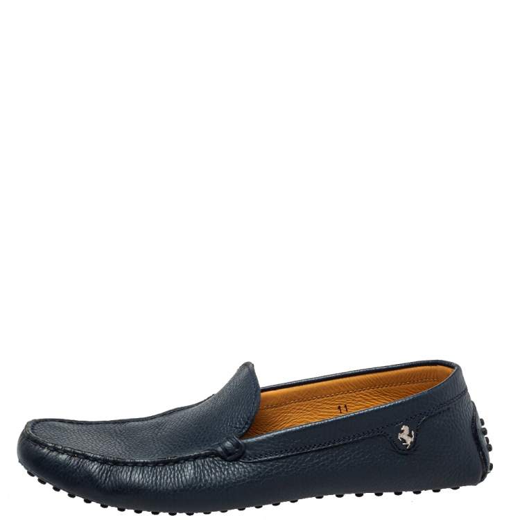 Pre Owned Tod's Blue Leather Slip on Loafers Size 45.5